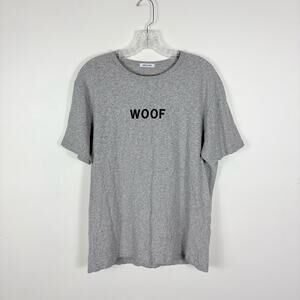Hiro Clark Woof T-shirt Men’s Large Gray Slub Cotton Casual Comfy Dog Lover